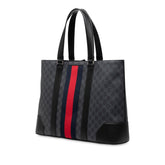 グッチ GGスプリーム トートバッグ 495560 ブラック レッド PVC レザー レディース GUCCI 【中古】